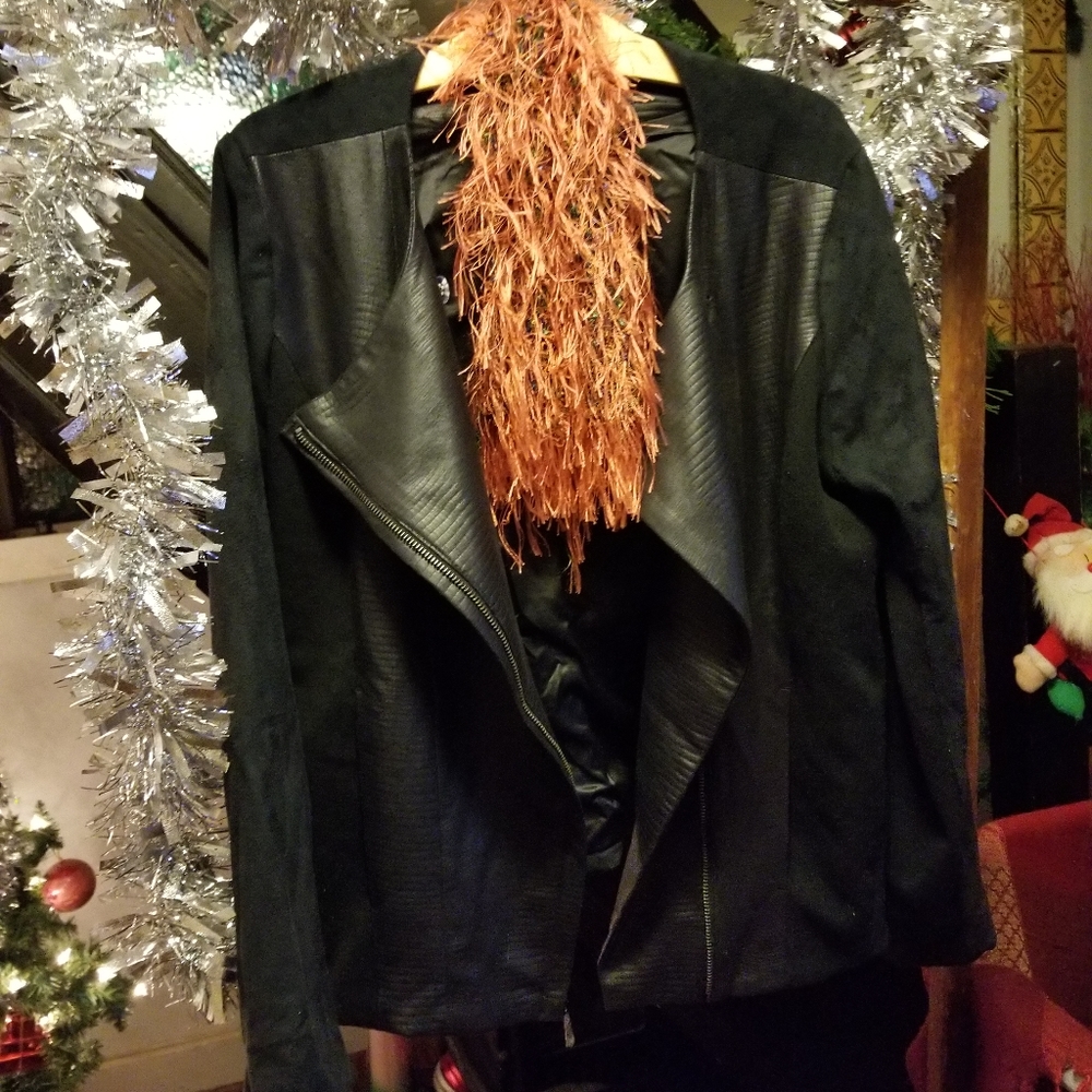 HALSTON FAUX LEATHER JACKET